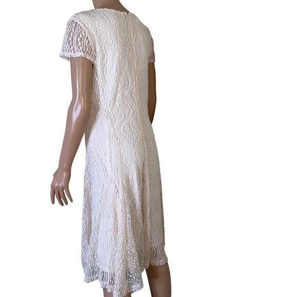 Alfani dress lace overlay pale pink knee length cap sleeve back zip SZ LG formal - Picture 7 of 8